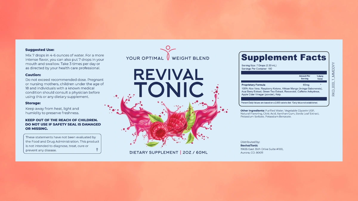 Revival Tonic Supplement Facts