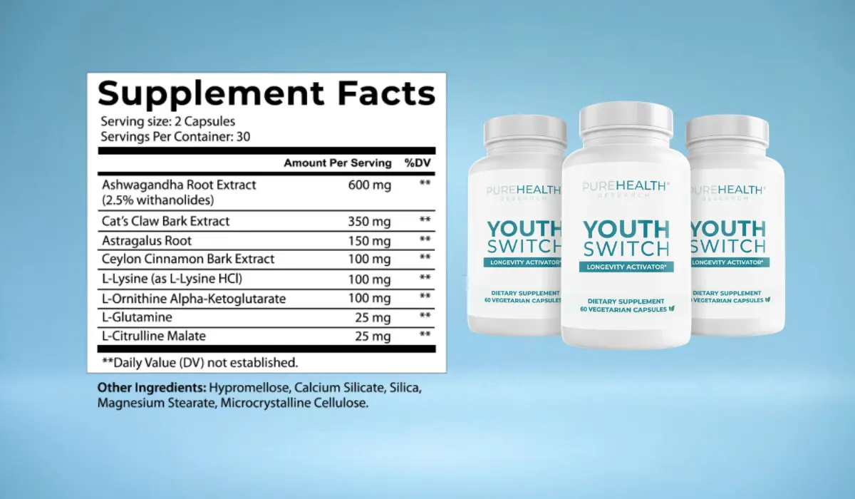 Purehealth Research Youth Switch Supplement Facts
